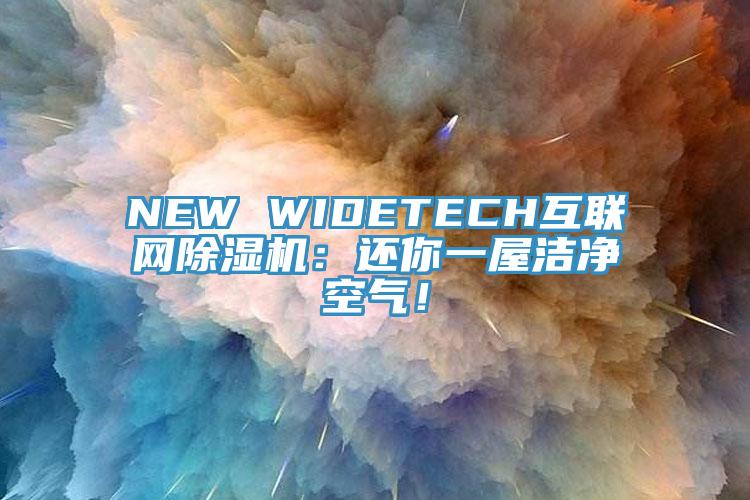 NEW WIDETECH互聯(lián)網(wǎng)除濕機(jī)：還你一屋潔凈空氣！